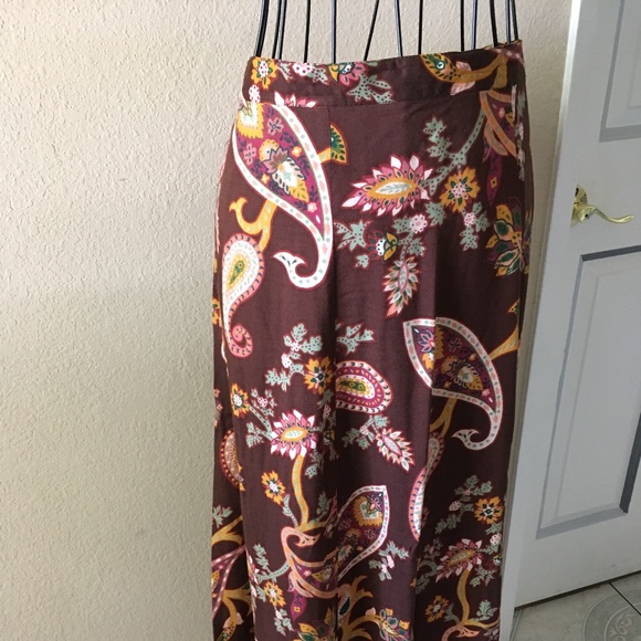 Diane Von Furstenberg Long Paisley Brown Skirt 1X - Picture 1 of 5